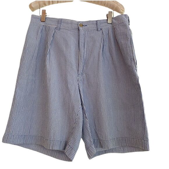 Polo by Ralph Lauren Tyler Short 34 Blue + White Seersucker Stripe - Picture 1 of 4